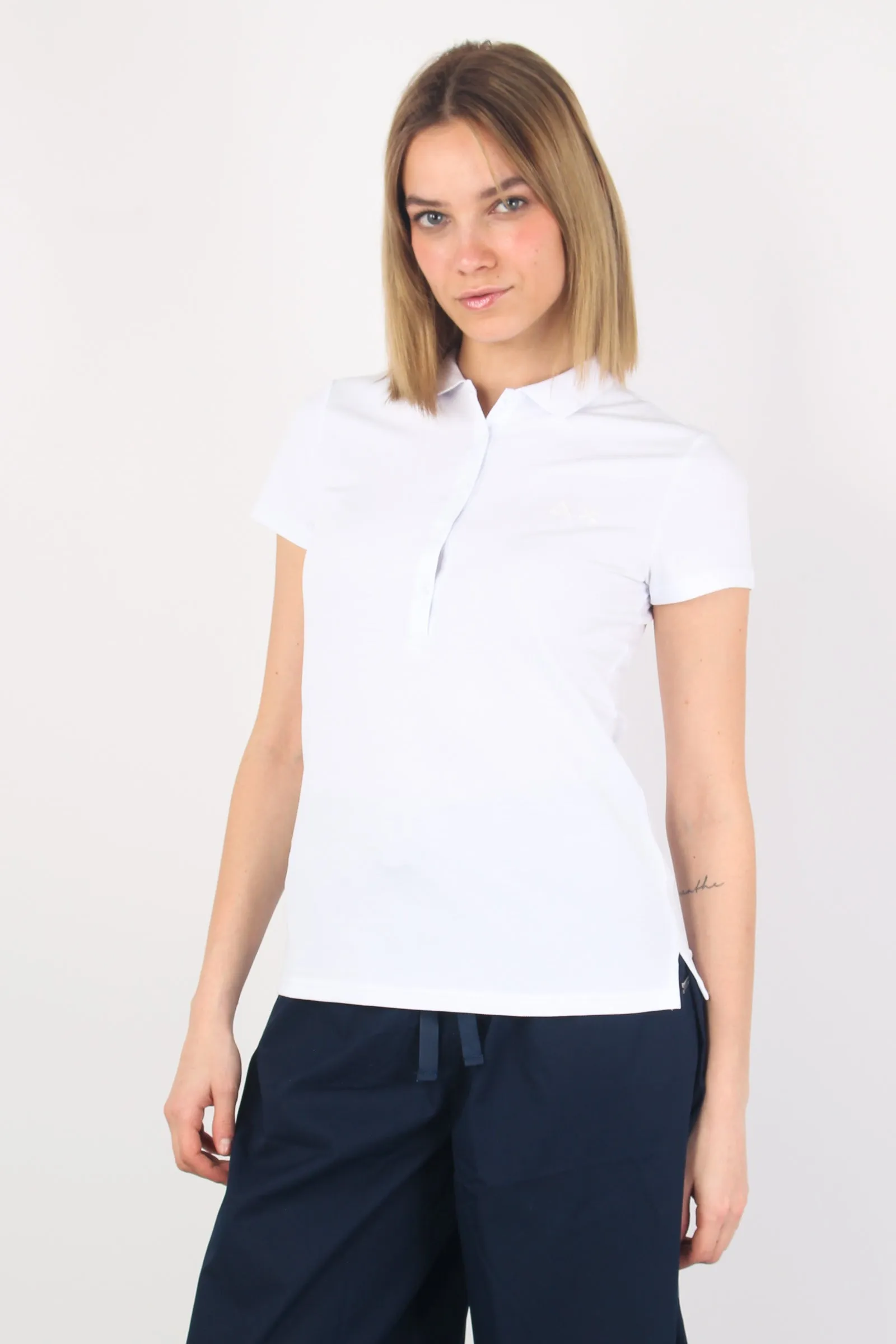 Polo Piqué Logo Lurex - White