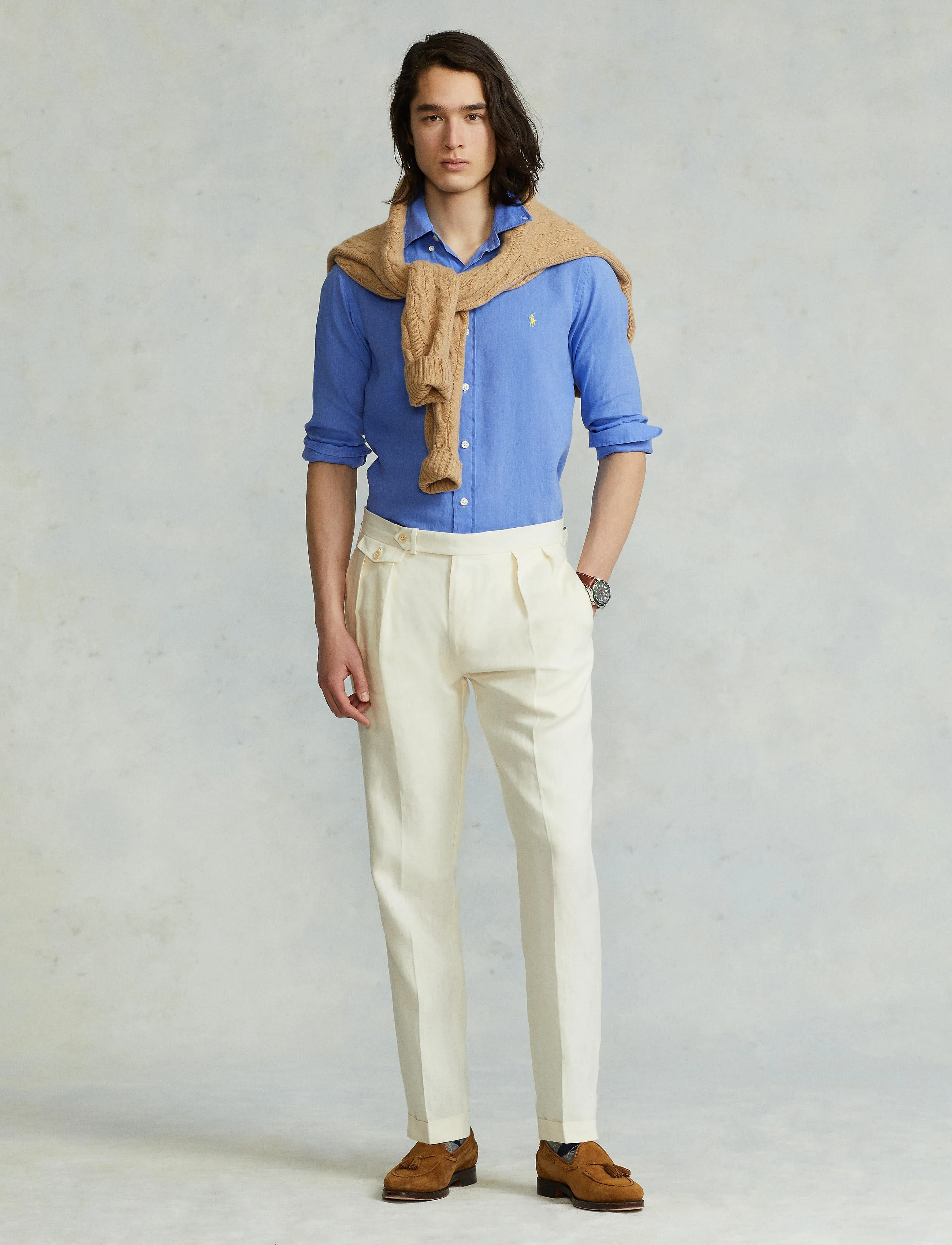 Polo Ralph Lauren Custom Fit Linen Shirt Blue