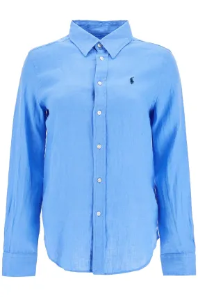 Polo Ralph Lauren Long Sleeve Linen Shirt Harbor Island Blue For Women