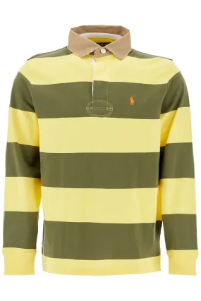 Polo Ralph Lauren Olive Green And Yellow Striped Cotton Polo