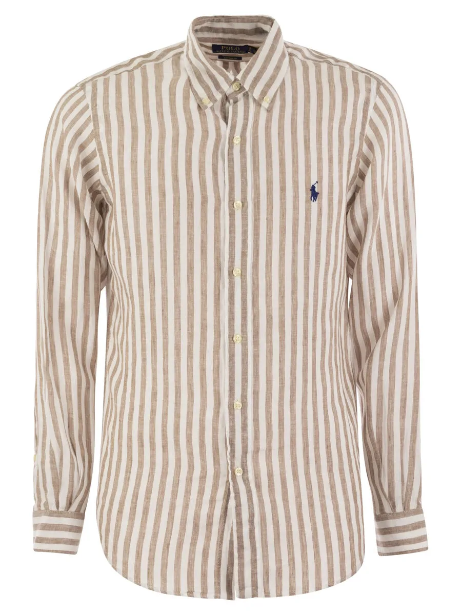 Polo Ralph Lauren    Polo Ralph Lauren Custom Fit Striped Linen Shirt