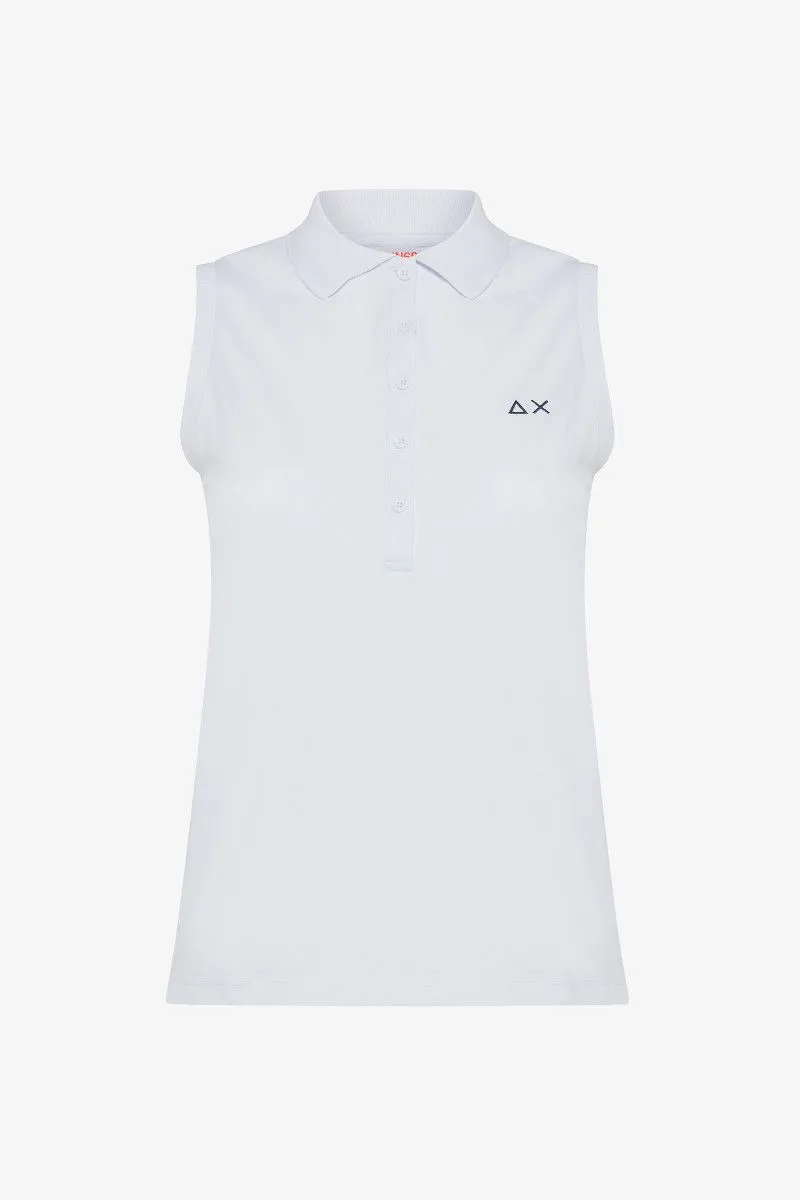 Sleeveless Polo - White