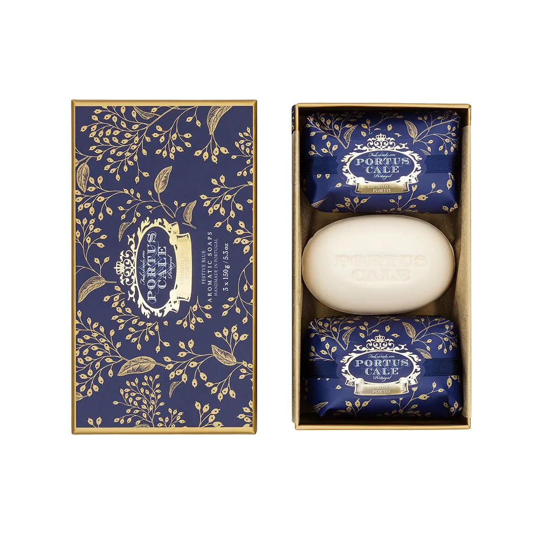 Portus Cale Soaps, Set of 3 Festive Blue