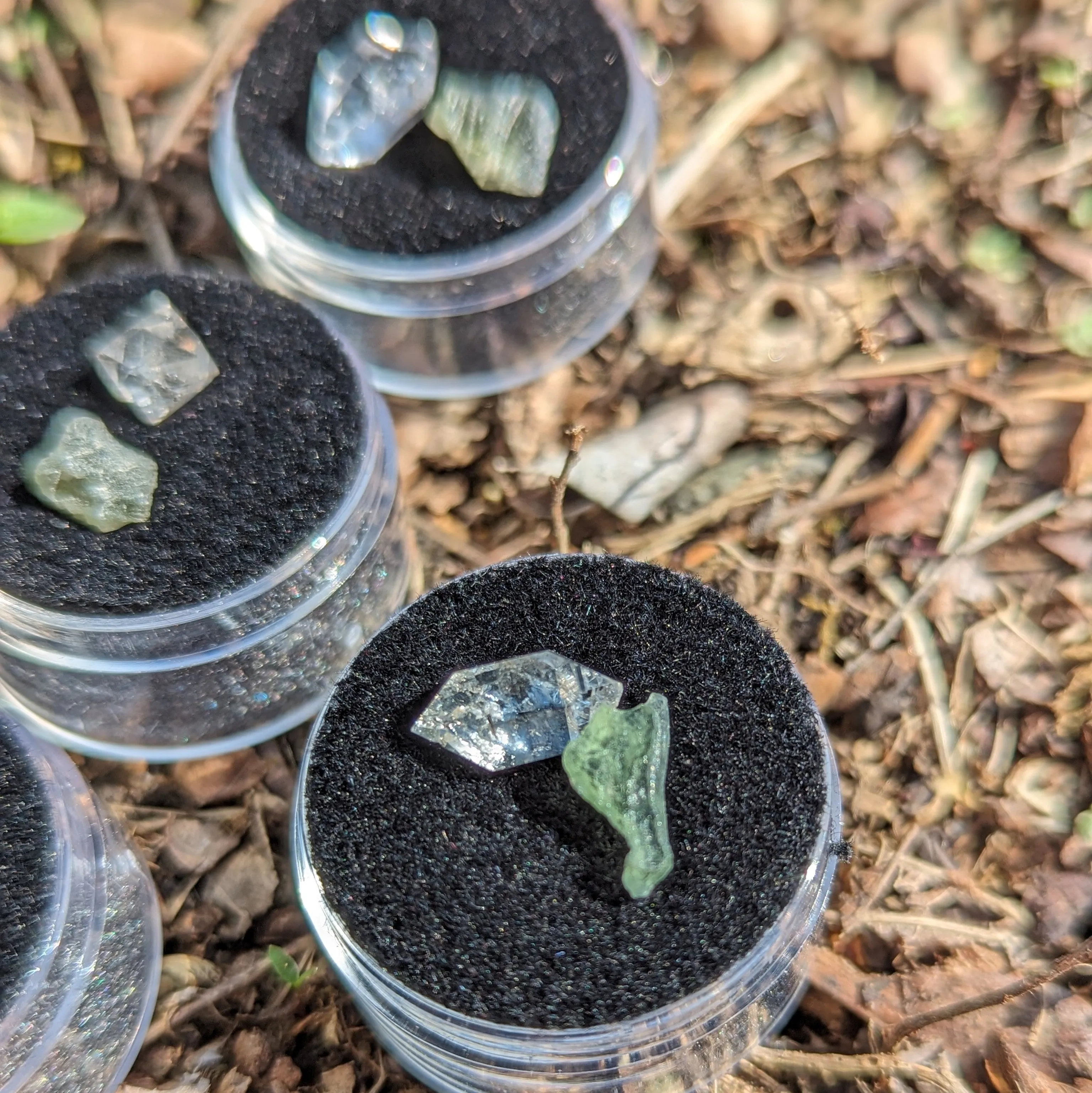 Powerful & Rare Set! One Genuine Moldavite & Herkimer Diamond Natural Crystal in Collectors Box