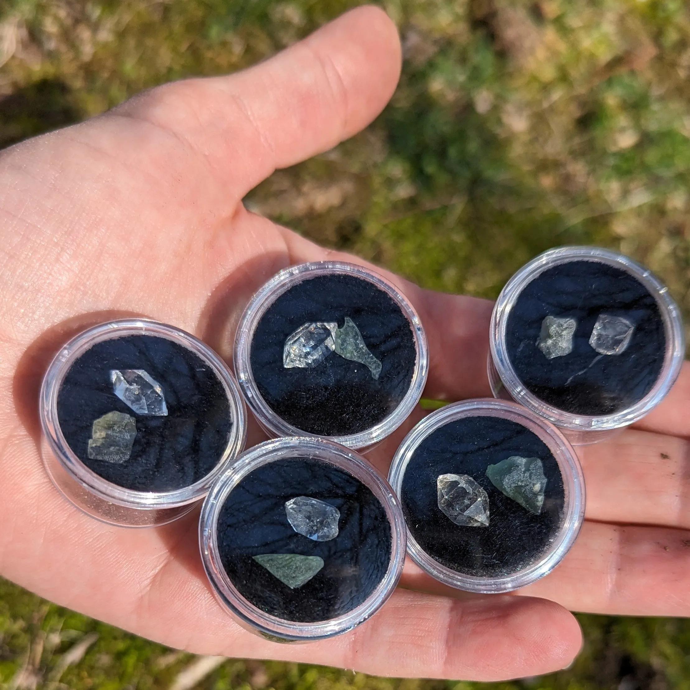 Powerful & Rare Set! One Genuine Moldavite & Herkimer Diamond Natural Crystal in Collectors Box