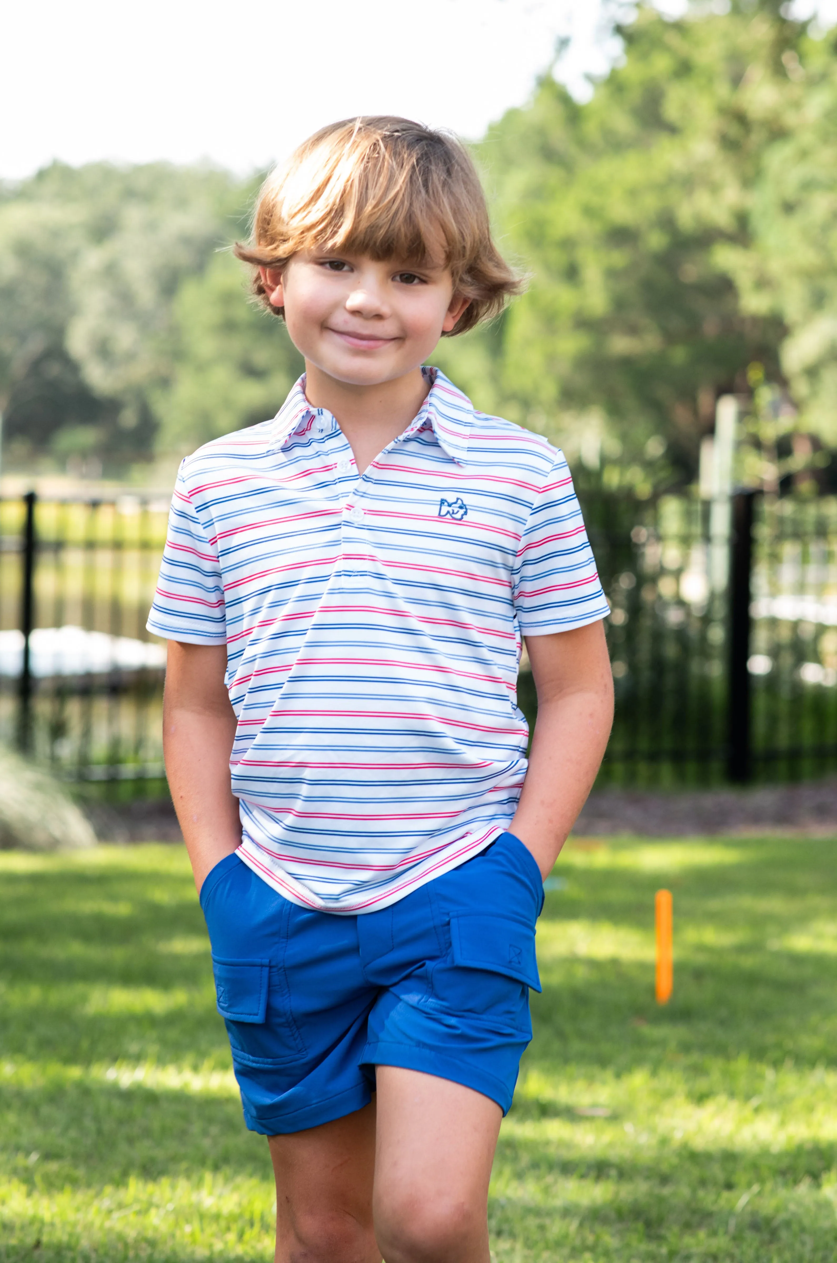 Pro Performance Polo in USA Stripe