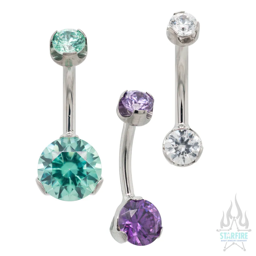 Prong-Set Brilliant-Cut Round Navel Curve