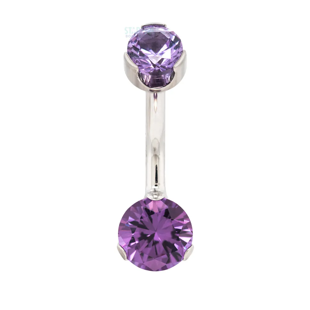 Prong-Set Brilliant-Cut Round Navel Curve