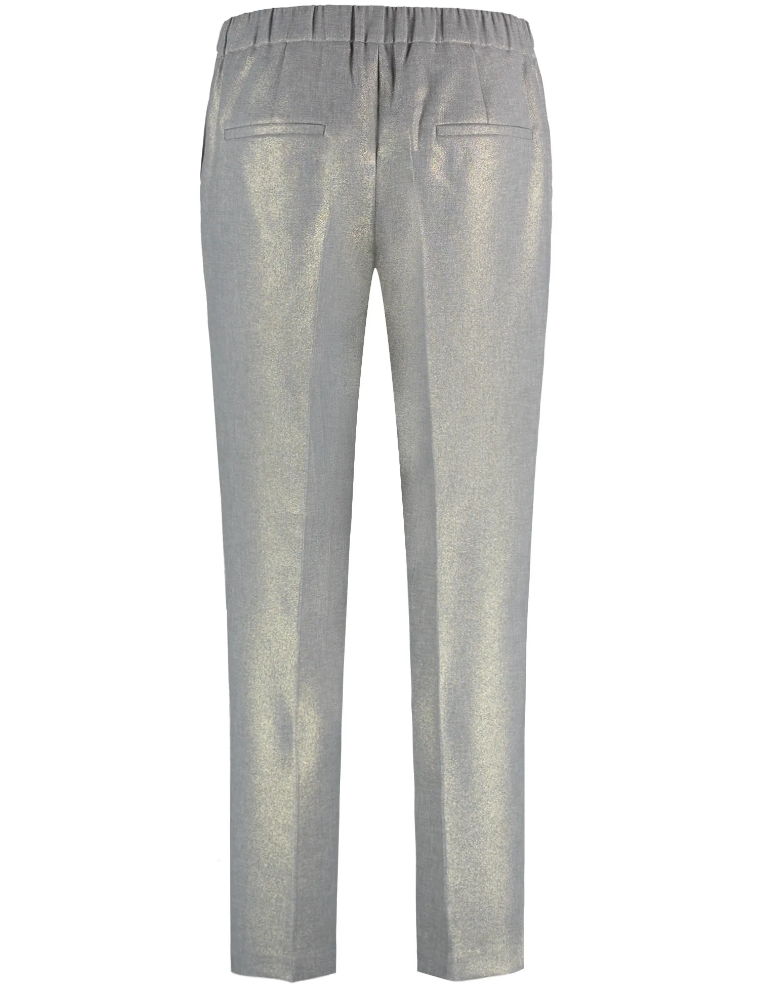 Pull-on trousers with a glitter finish