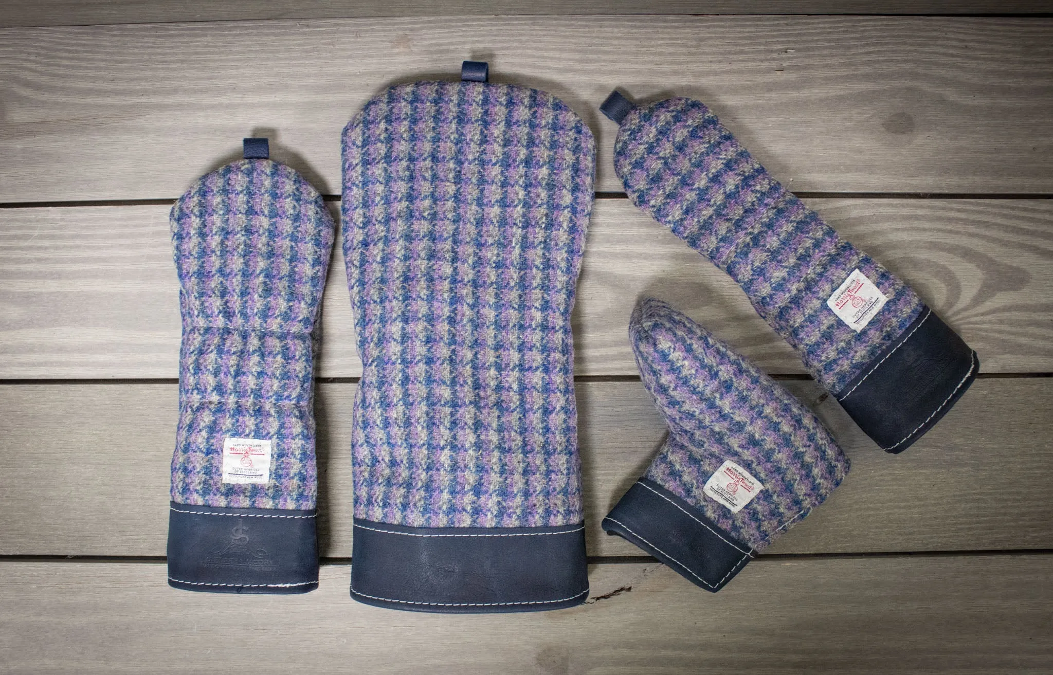 Tweed & Leather Head Covers Set