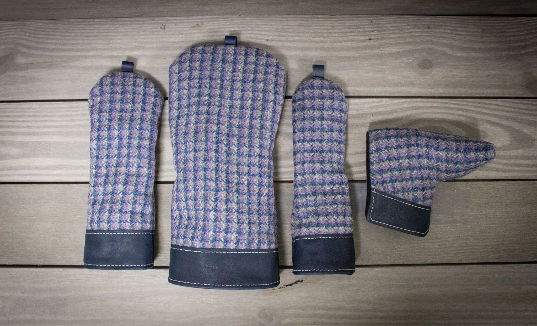 Tweed & Leather Head Covers Set