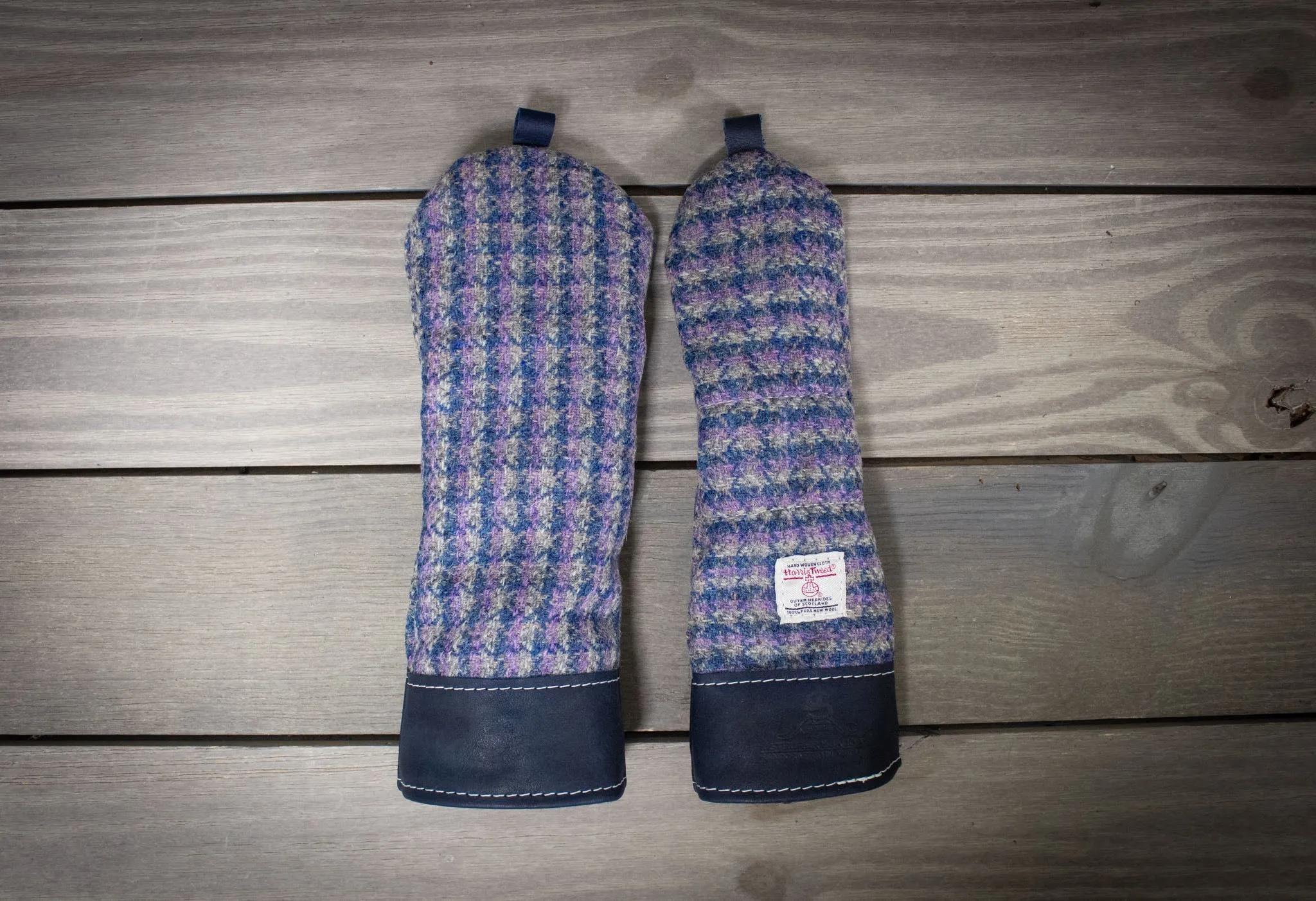 Tweed & Leather Head Covers Set