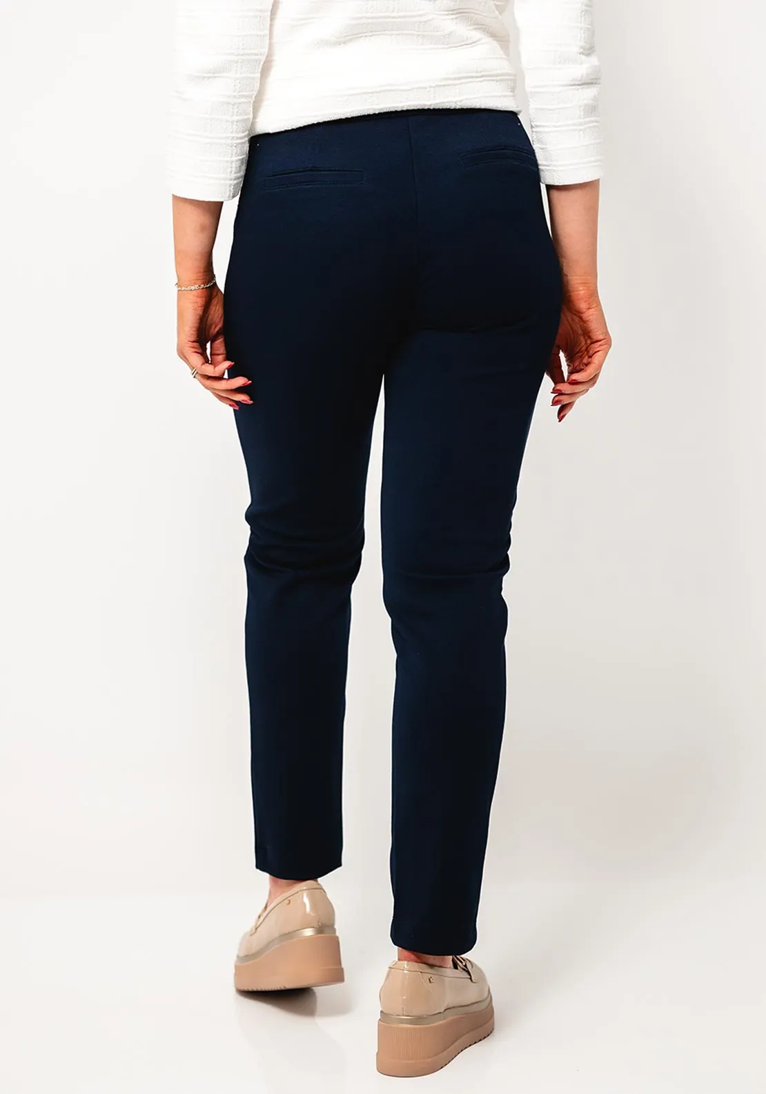 Rabe Jersey Slim Leg Trousers, Navy