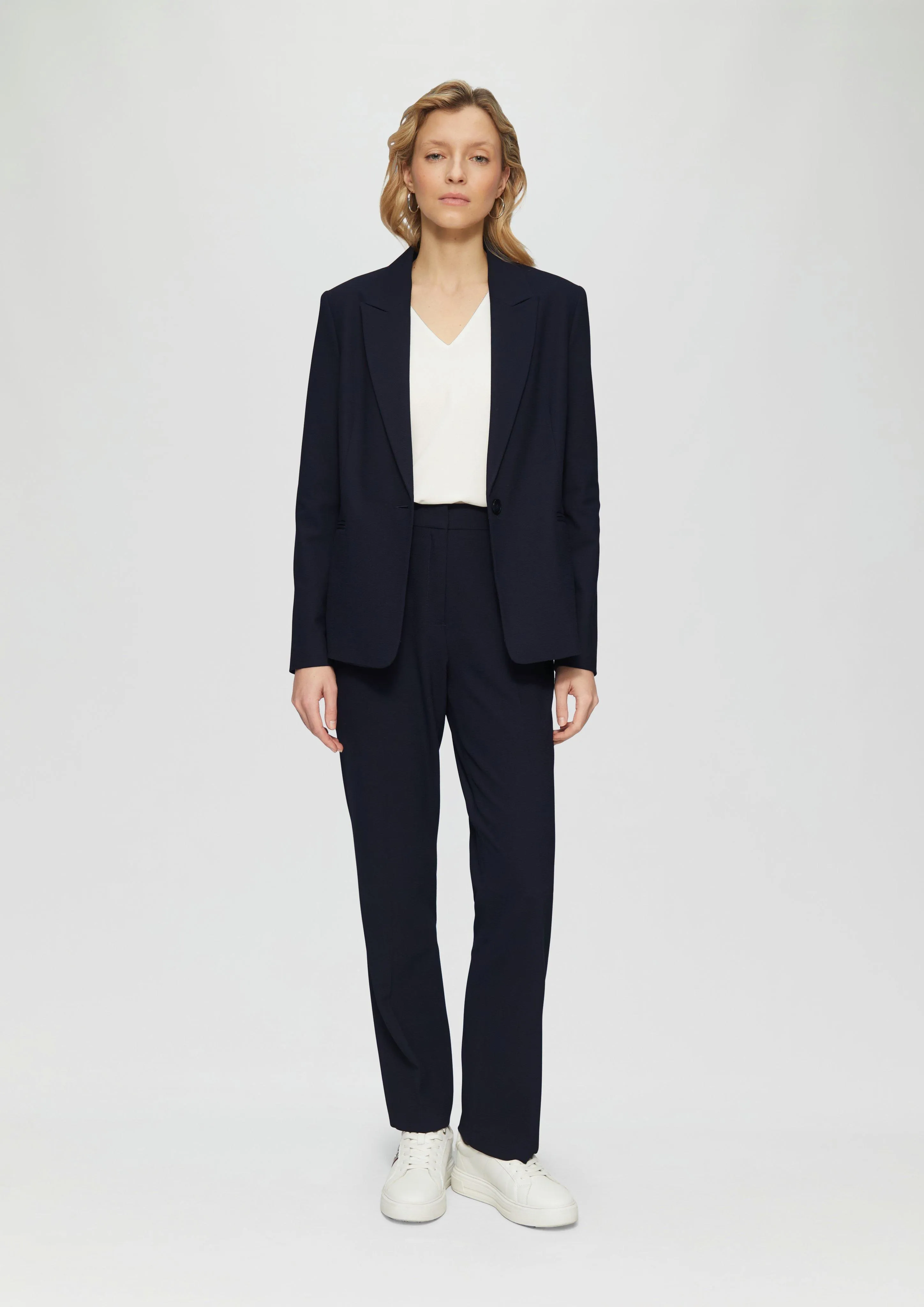 Regular fit: Straight leg trousers with a waffle piqué texture