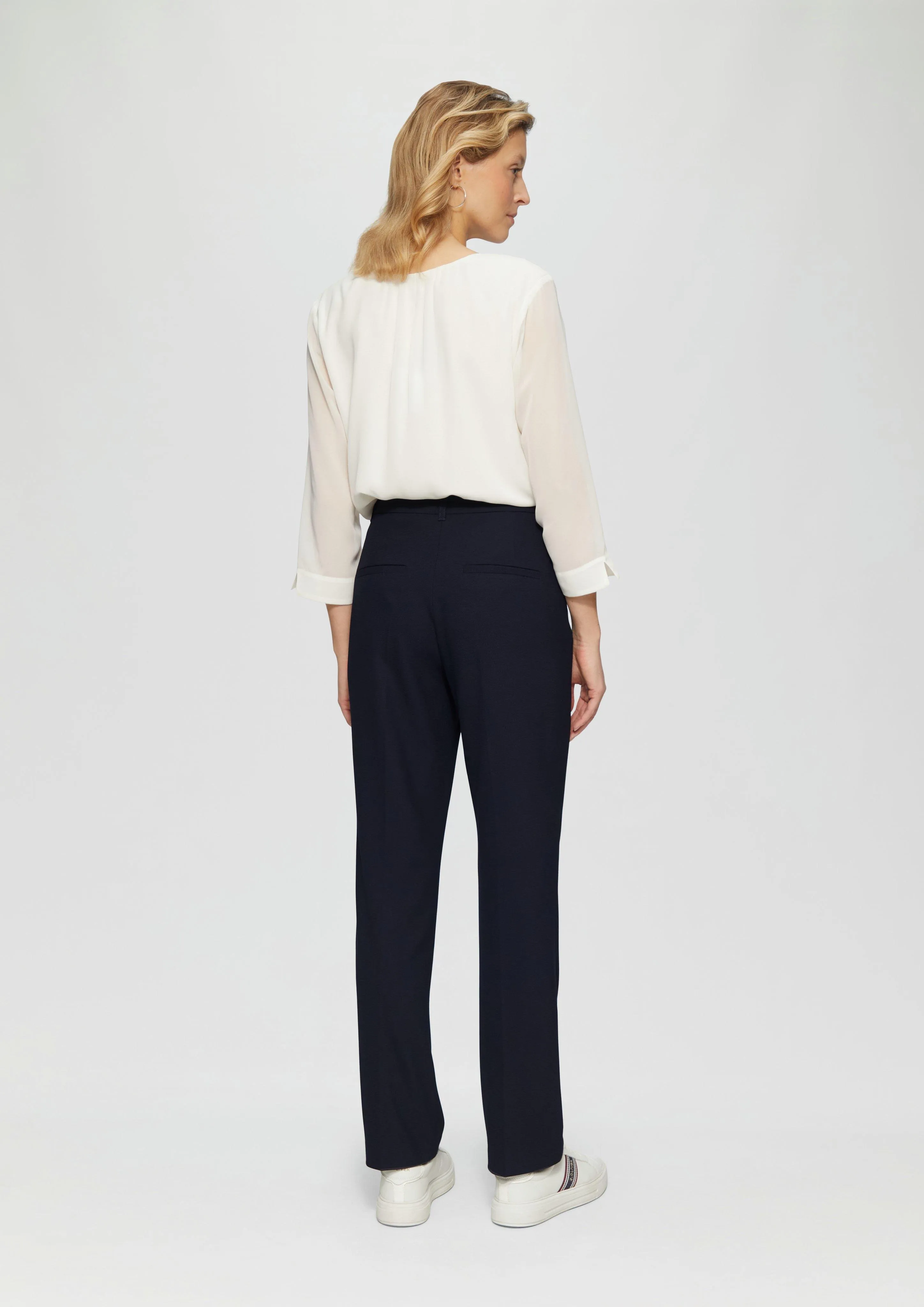 Regular fit: Straight leg trousers with a waffle piqué texture