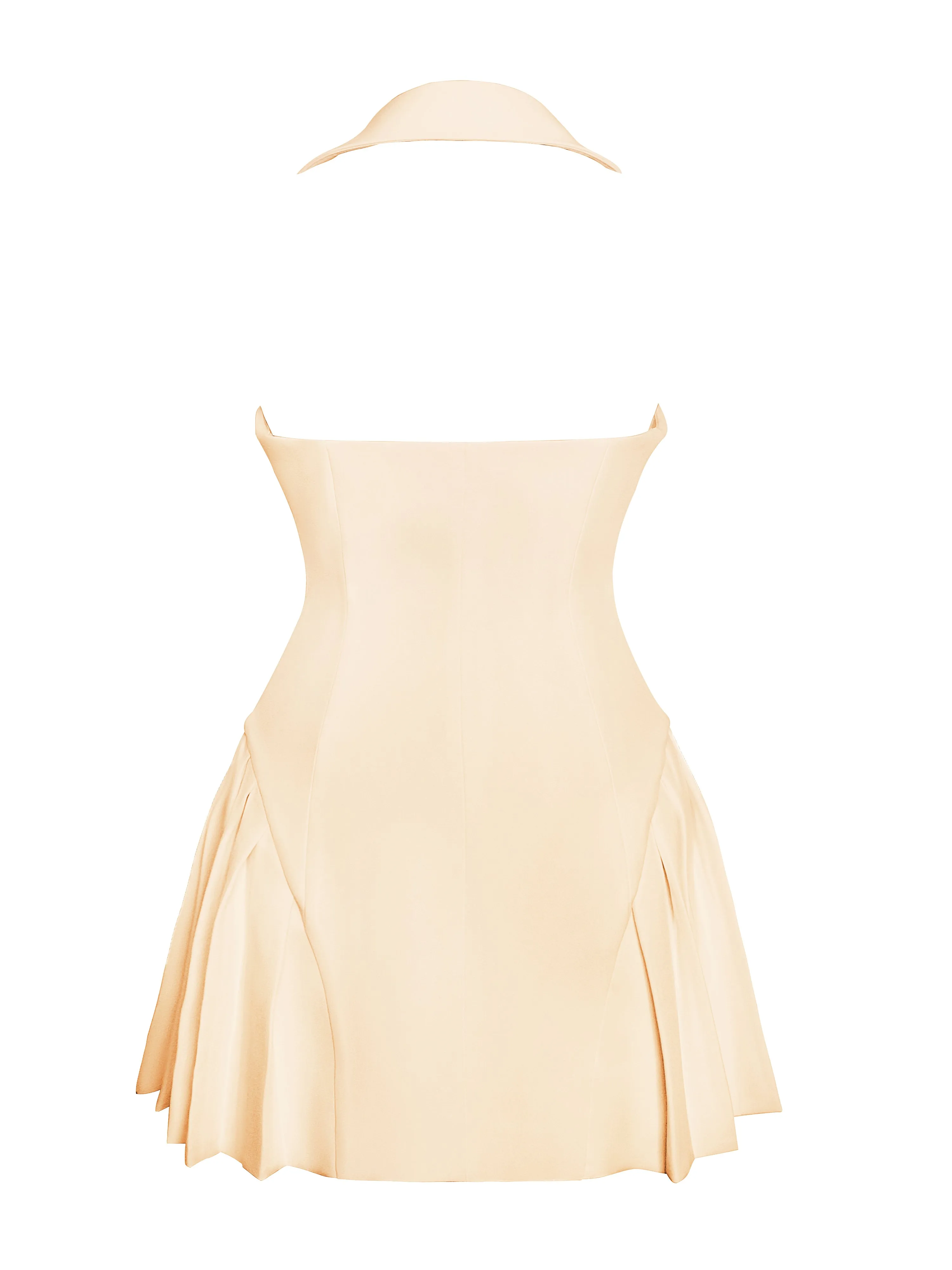 Reyna Beige Backless Pleated Mini Blazer Dress