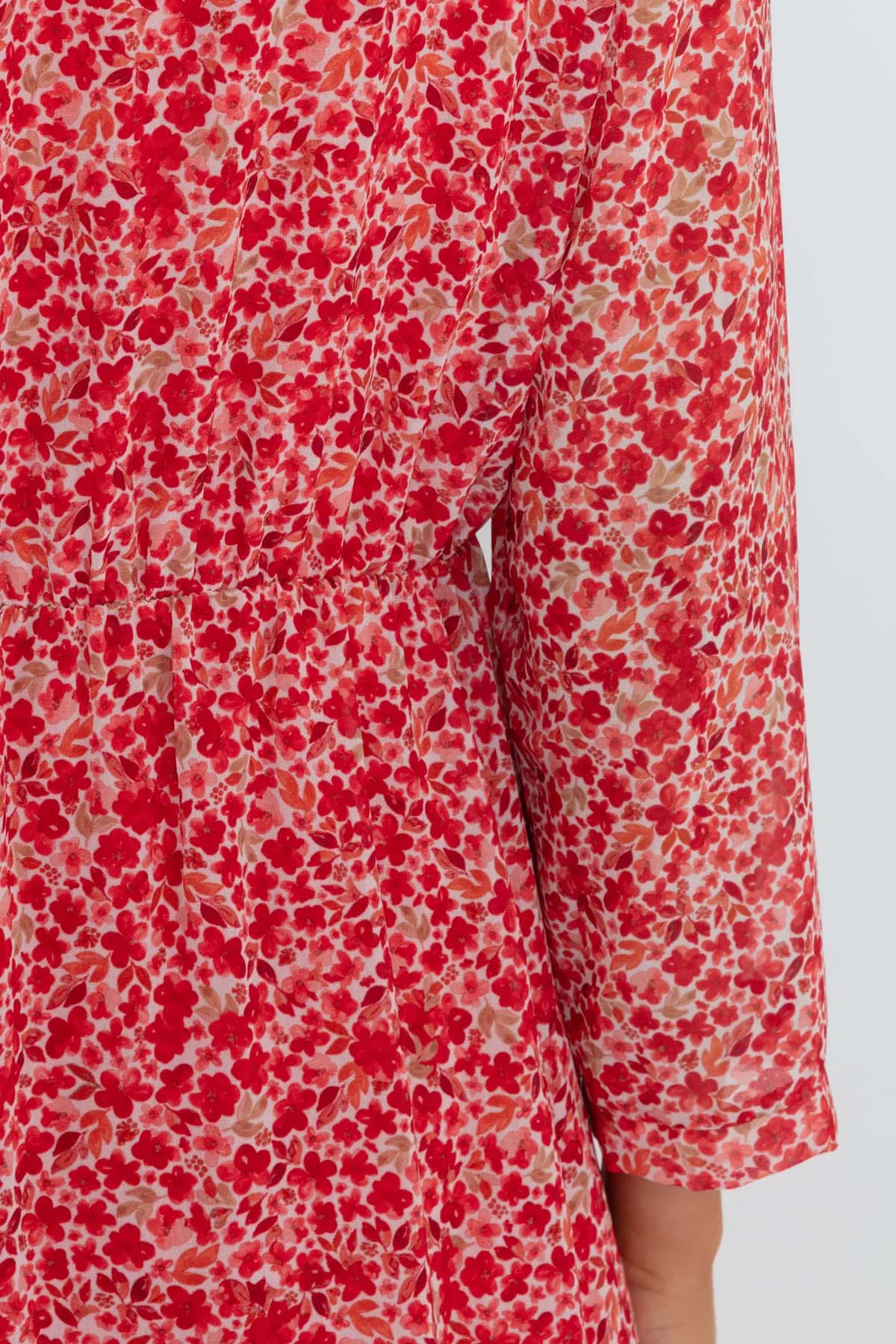 Roisin Knee Length Dress in Red Print