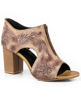 Roper Women's Mika Front Zip Tooled Heels