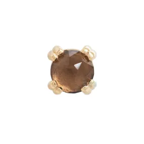 Rose Cut Smoky Quartz Prong Set Threaded End in Gold