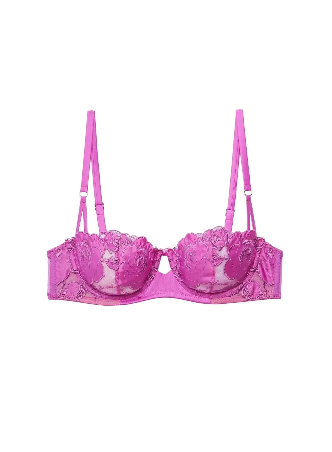 Rose Logo Balconette Bra in Pink