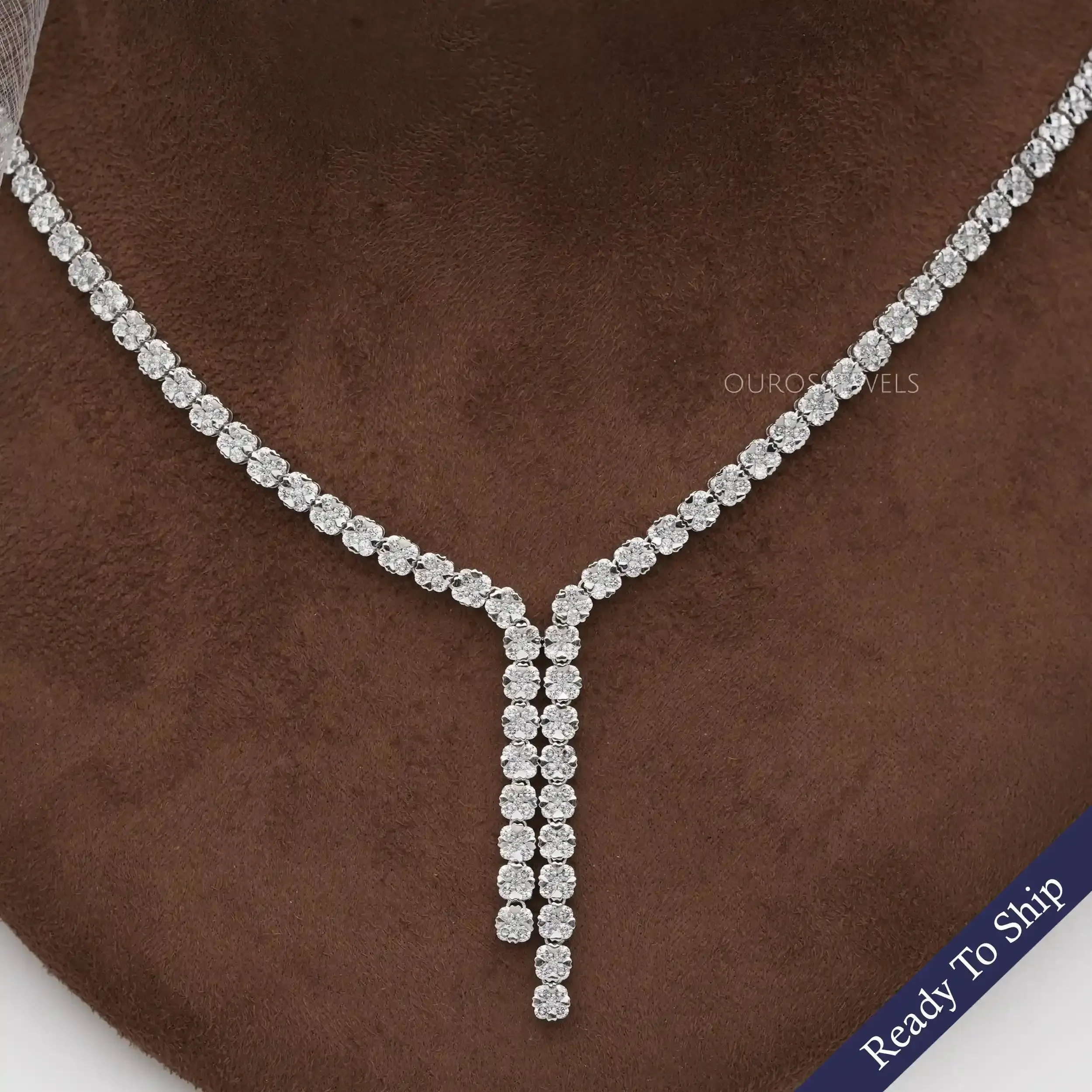 Round Cut  Lab Grown Diamond Zircon Necklace Set