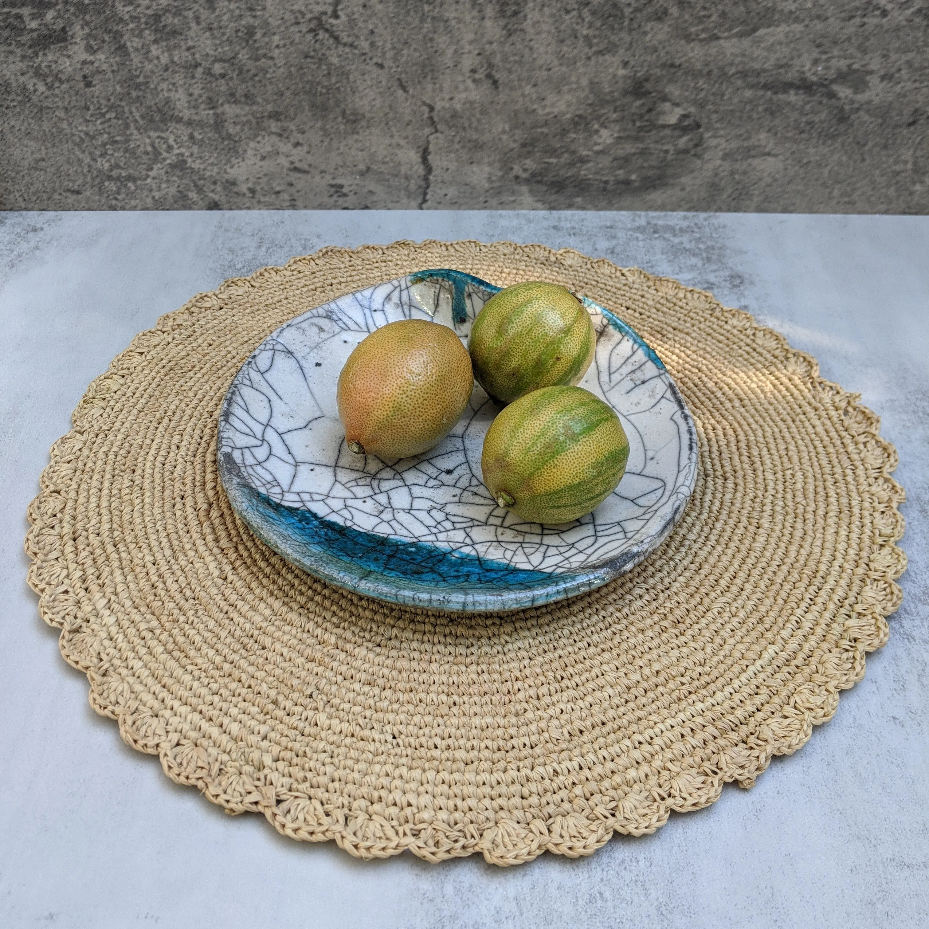 Round Raffia Crochet Placemat/Trivet - Set of Two