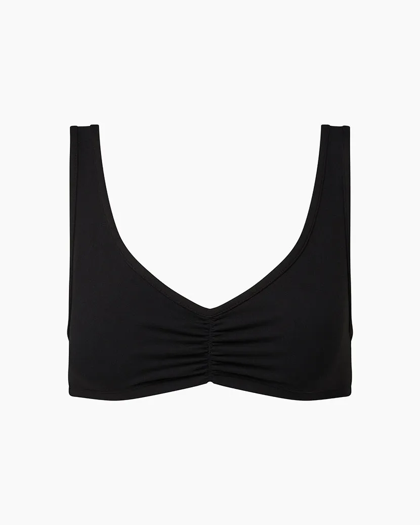 Ruched Scoop Neck Bra | Black