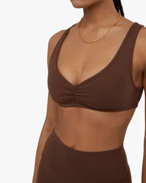 Ruched Scoop Neck Bra | Chocolate