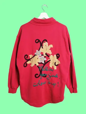 Oversized Mock Neck Embroidery Sweatshirt