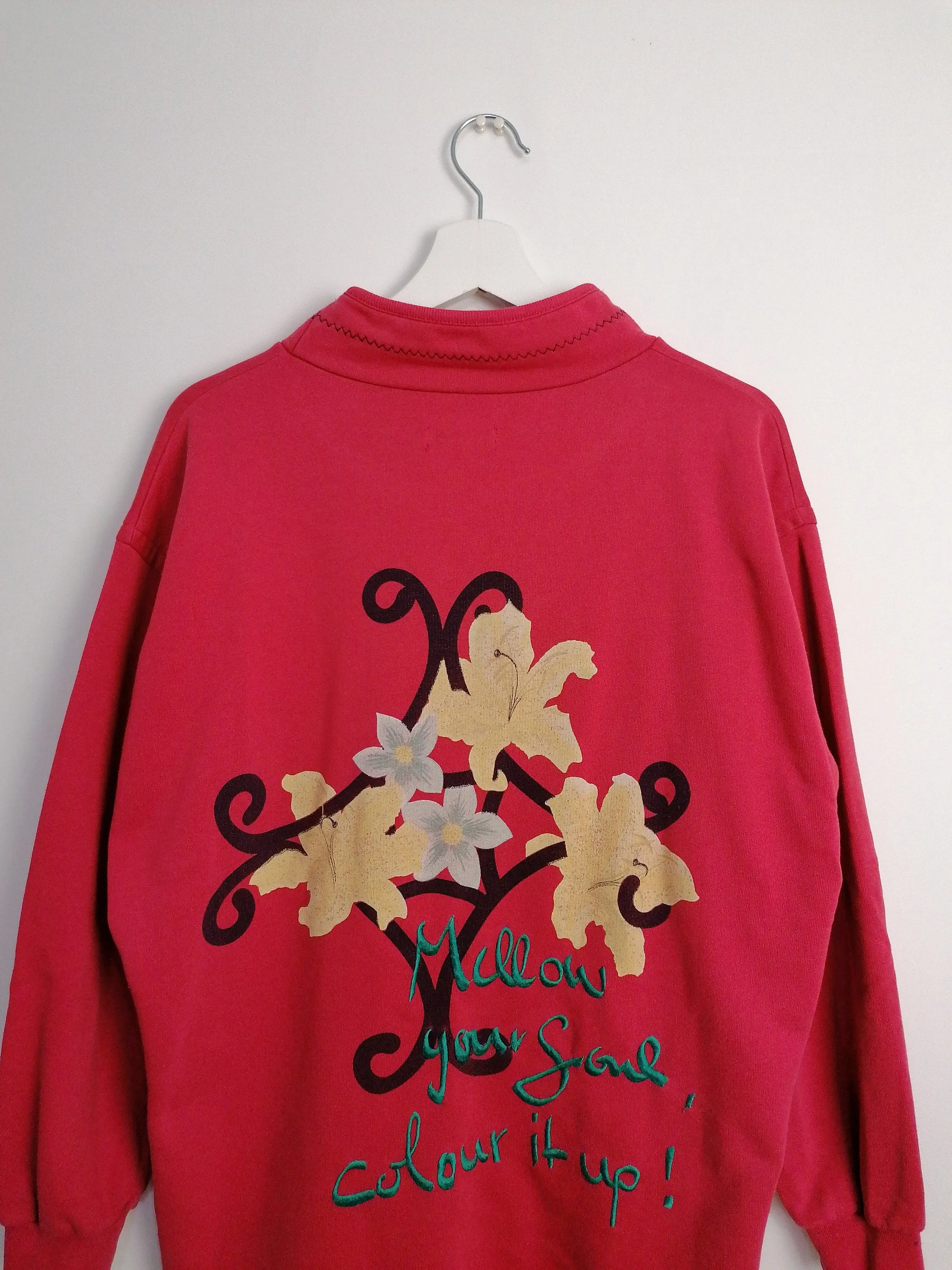 Oversized Mock Neck Embroidery Sweatshirt