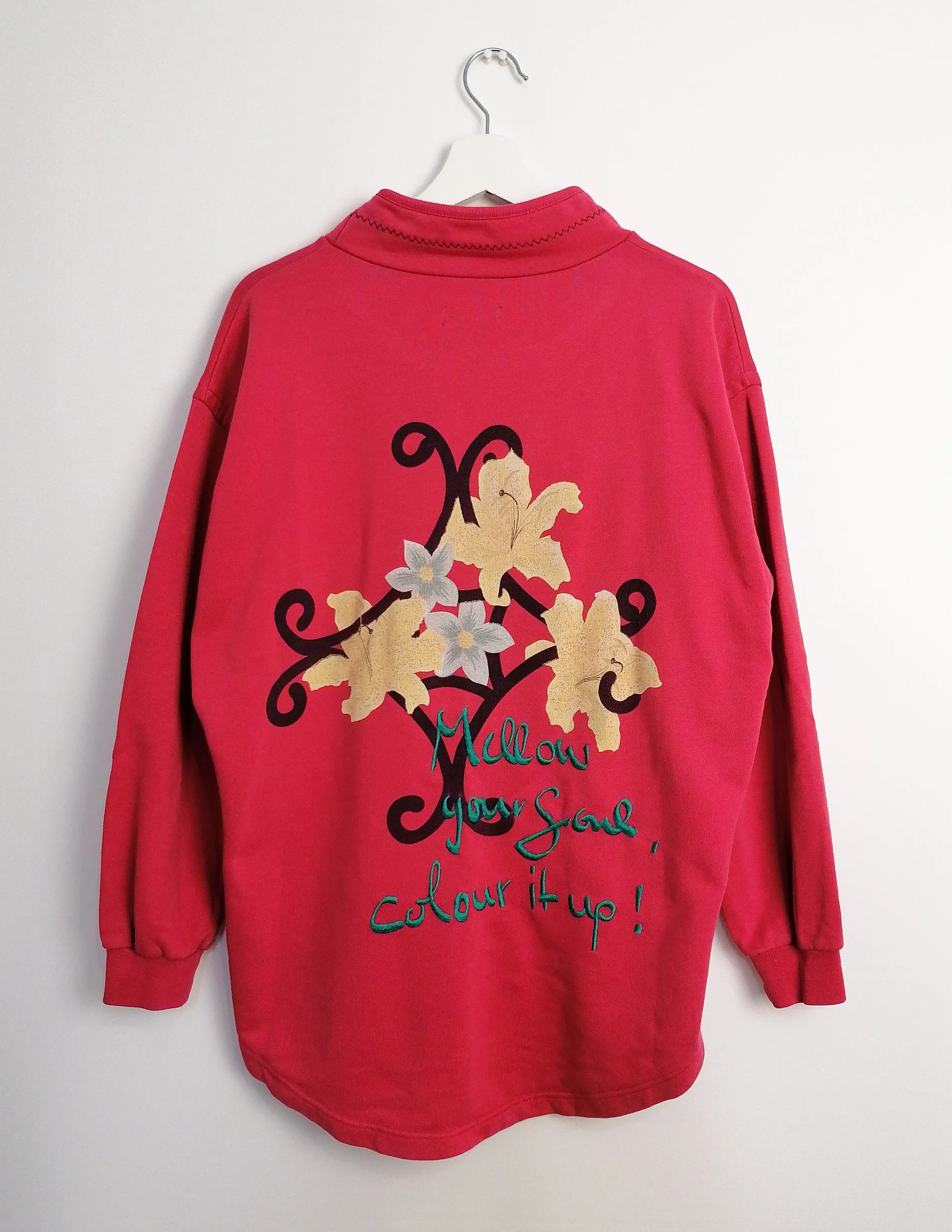 Oversized Mock Neck Embroidery Sweatshirt