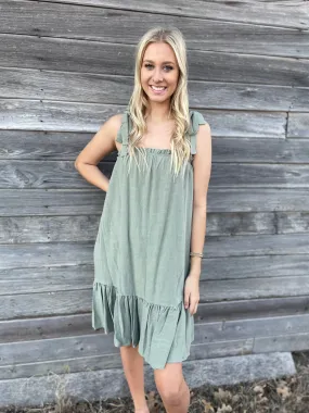 Sage Shoulder Tie Sundress