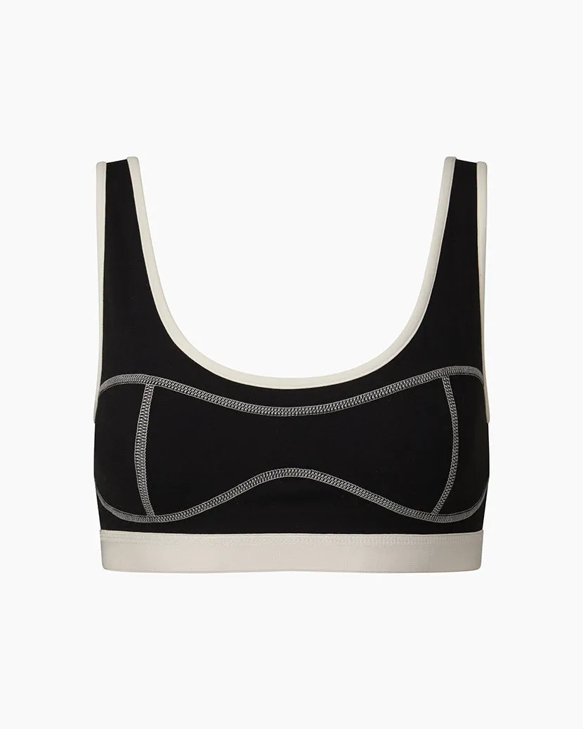 Scoop Neck Silhouette Bra | Black x Off White