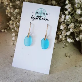 Handcrafted Aqua Gold Seaglass Earrings by Island Girl Art