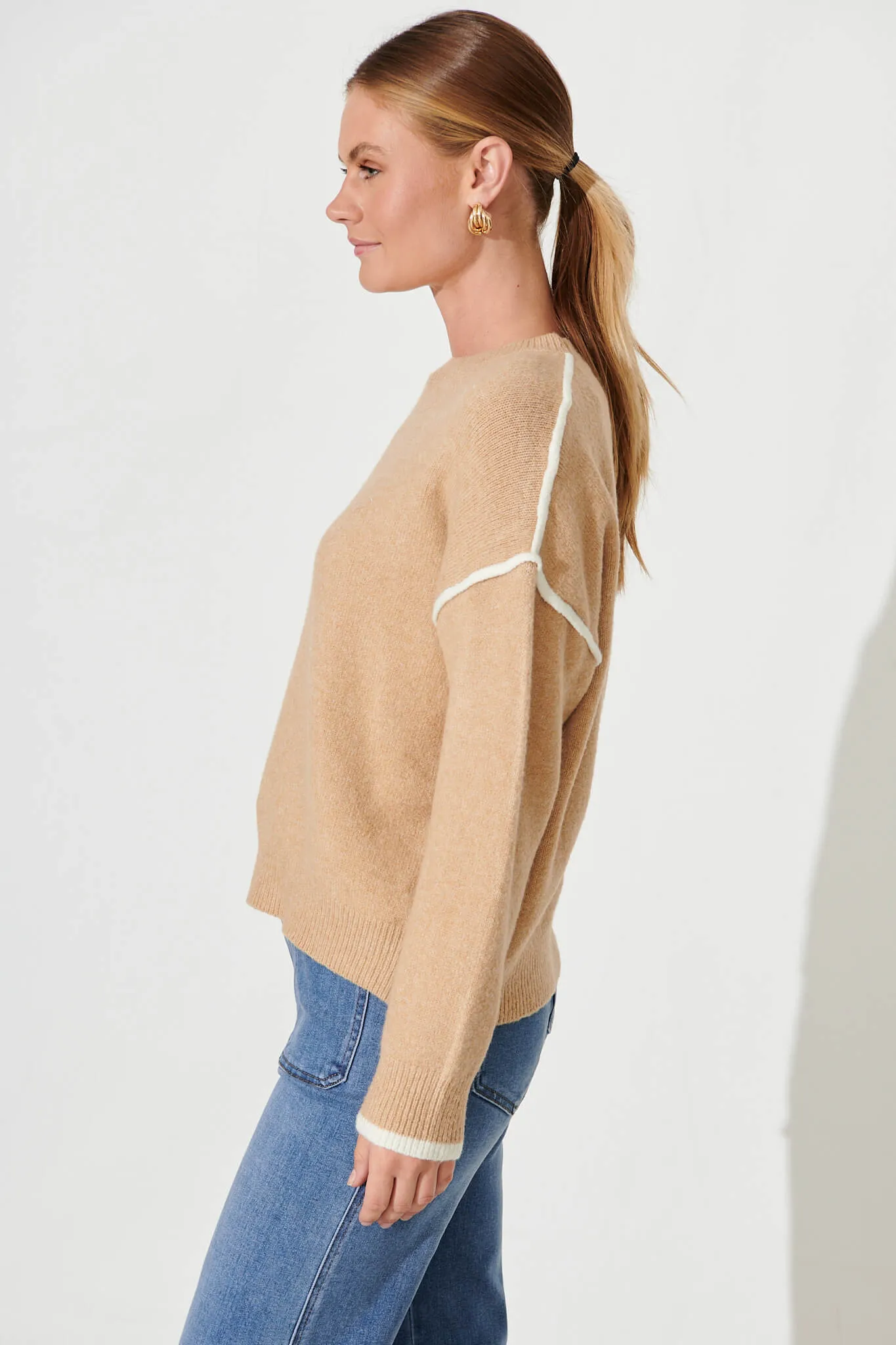 Sei Knit In Light Brown Wool Blend