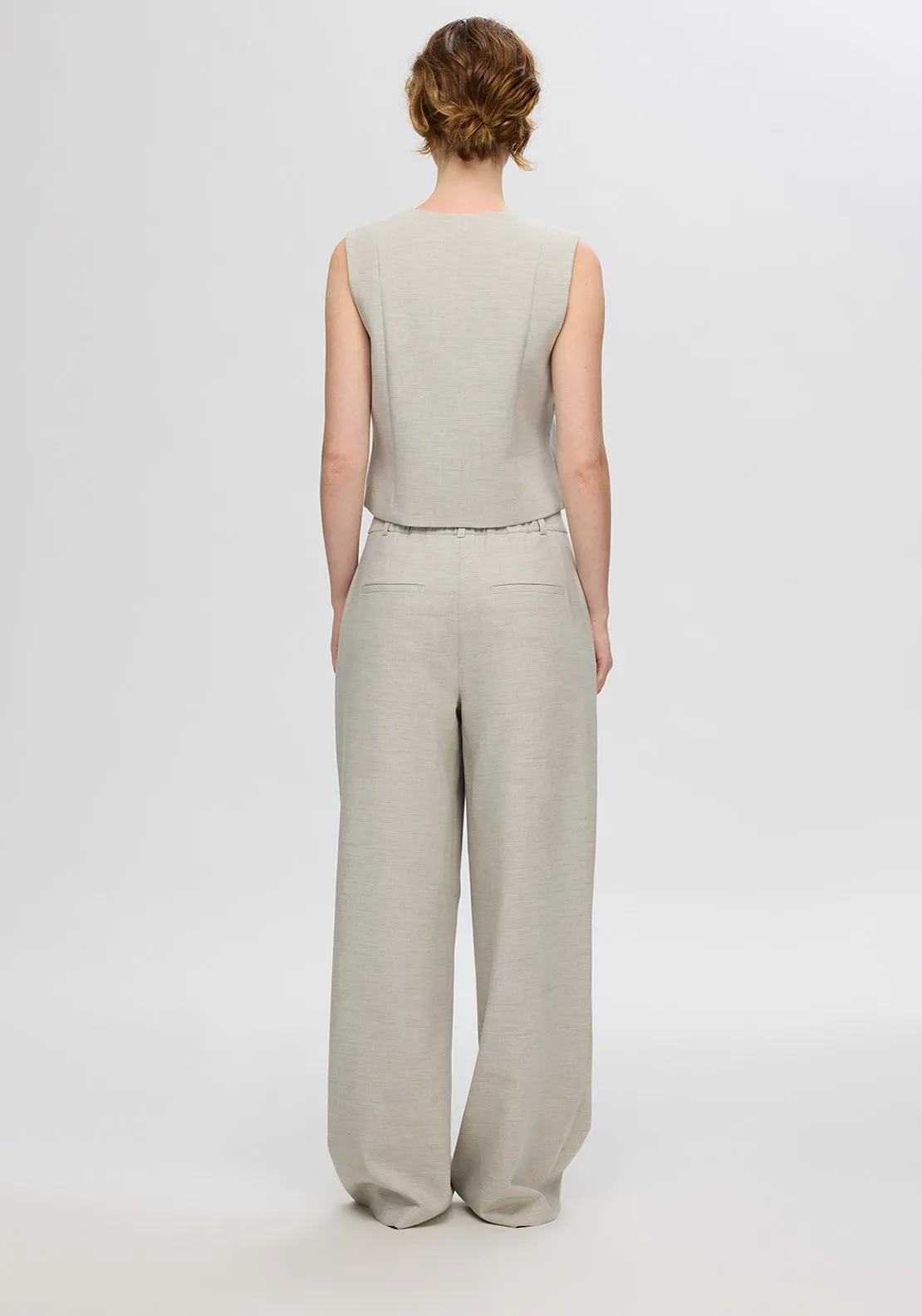 Selected Femme Wide Leg Trousers, Grey