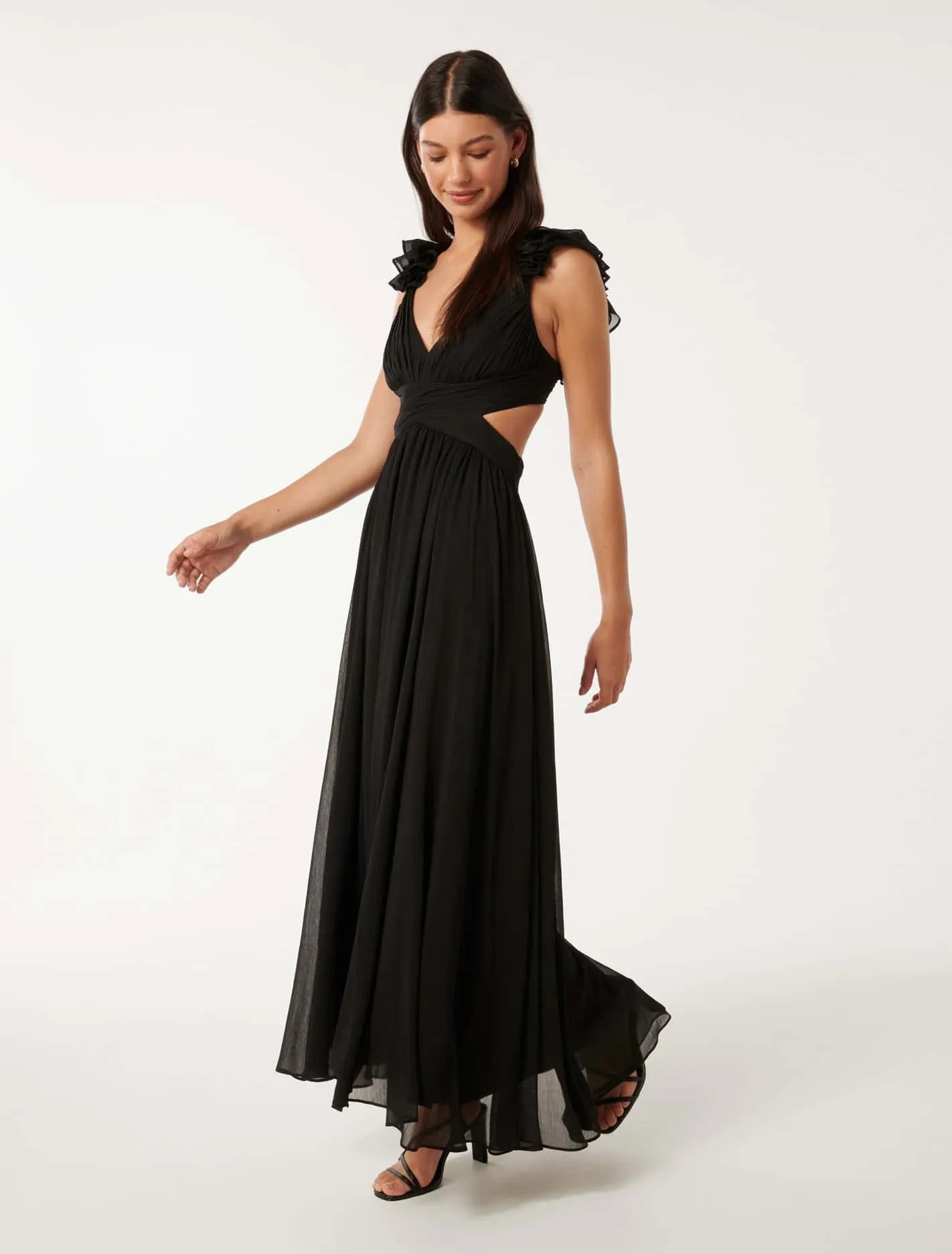 Ruffle Shoulder Maxi Dress