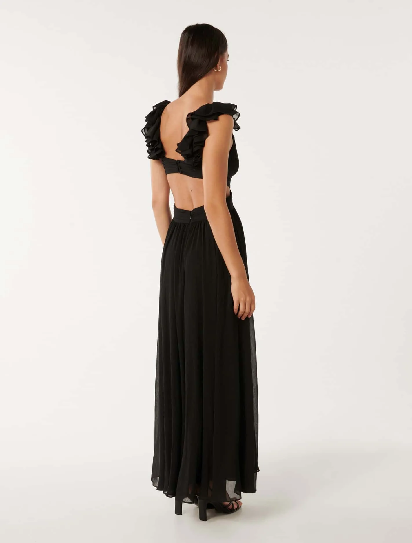 Ruffle Shoulder Maxi Dress