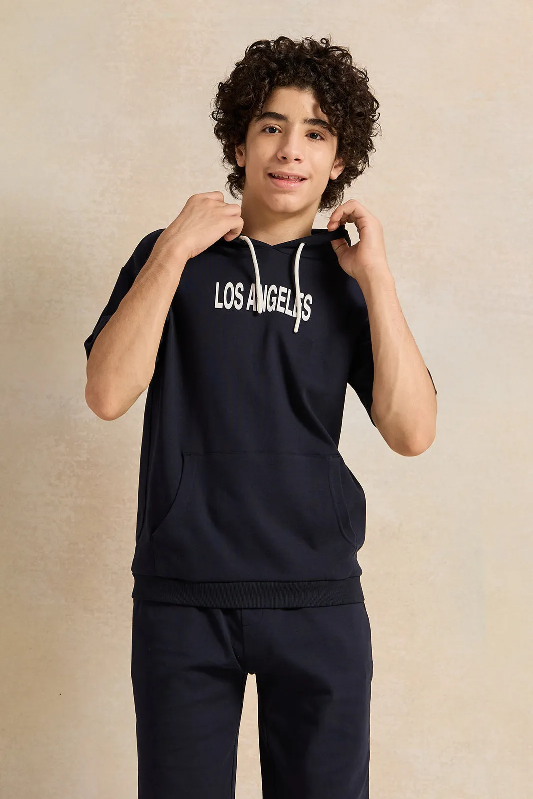 Senior Boys Navy Oversize Hooded Sweatshirt