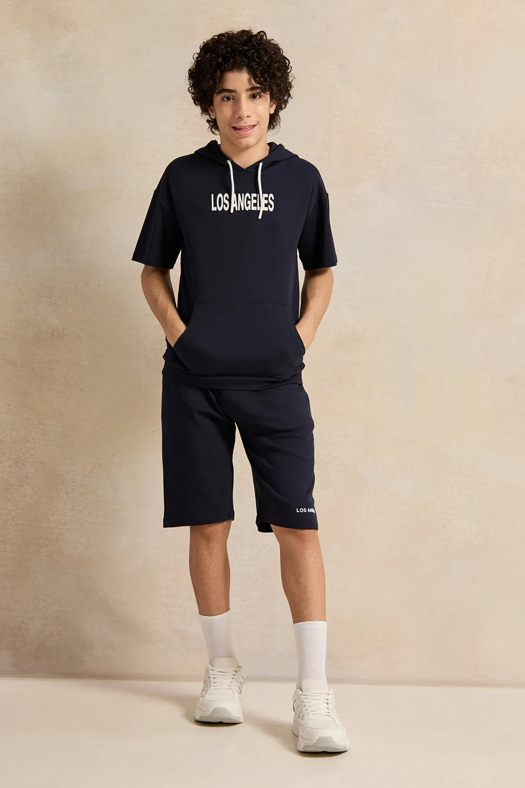 Senior Boys Navy Oversize Hooded Sweatshirt