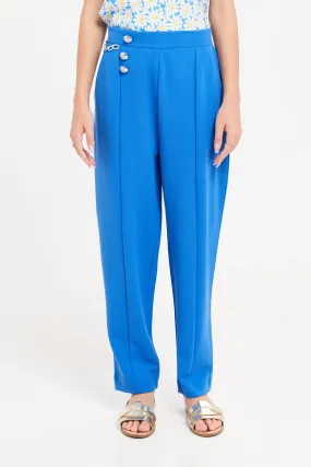 Senior Girls Blue With Front Buttons Trousers