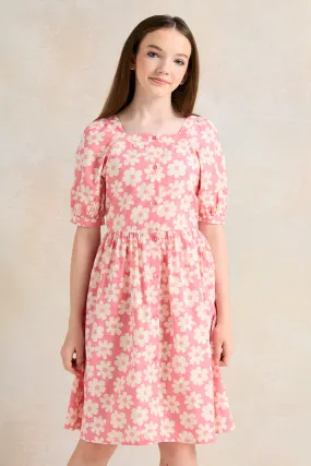 Senior Girls Pink Floral Dress