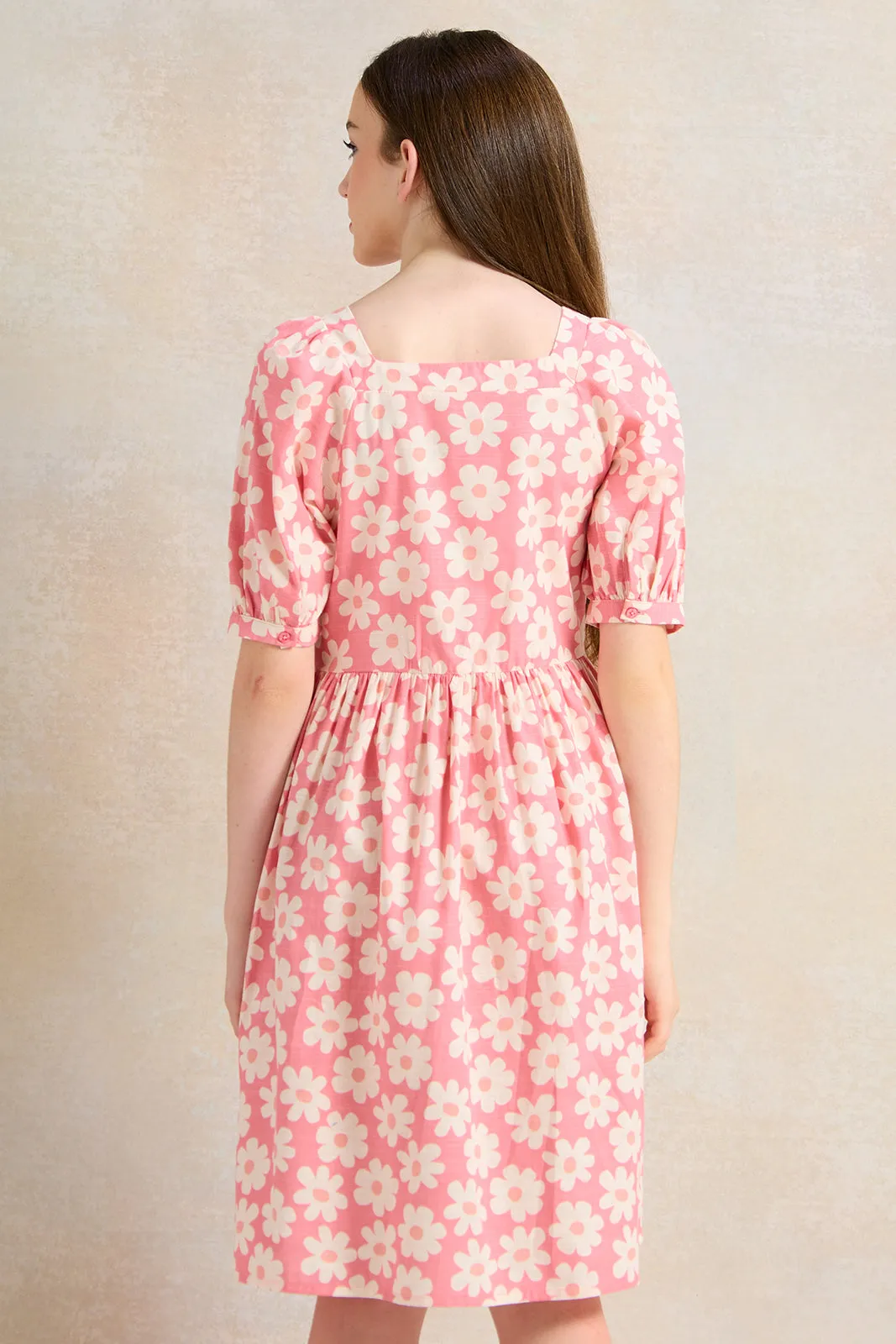 Senior Girls Pink Floral Dress