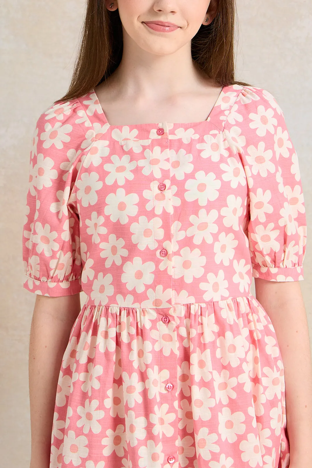 Senior Girls Pink Floral Dress