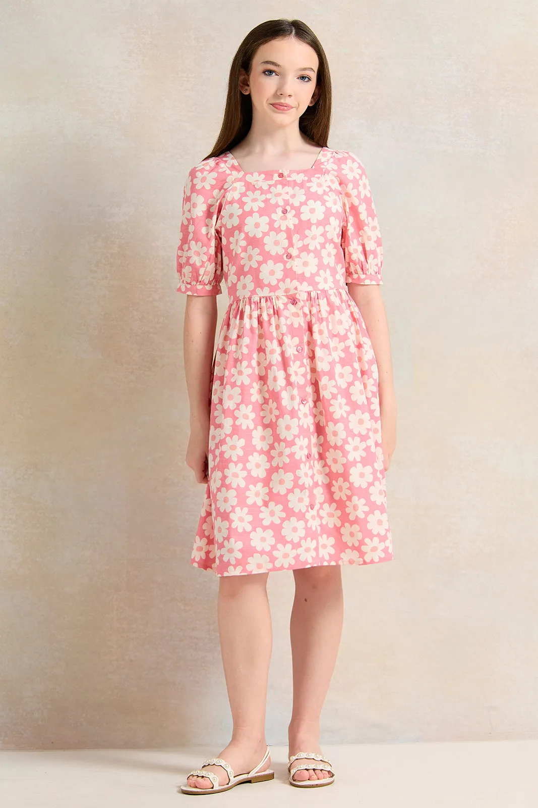 Senior Girls Pink Floral Dress