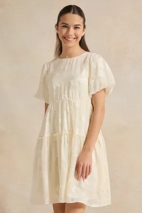 Senior Girls White Dobby Dress