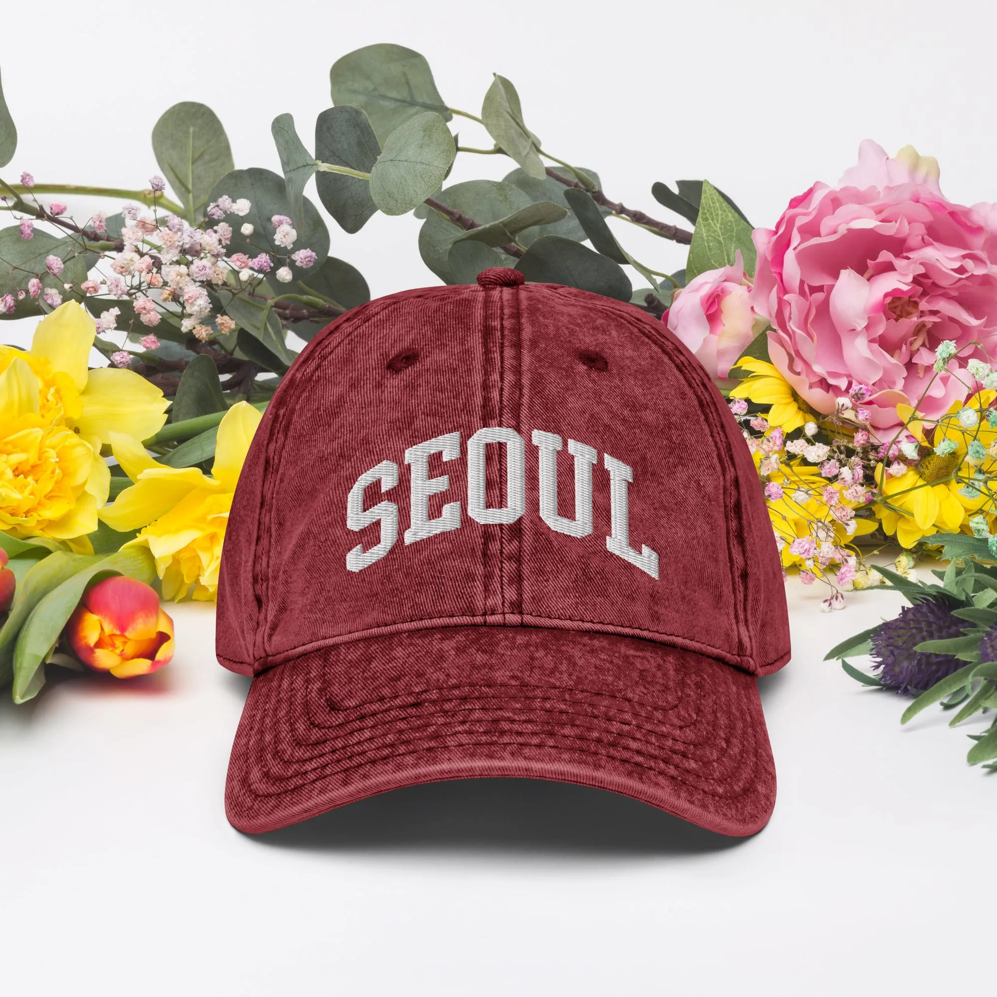 'Seoul' Cities College Arc Embroidered Vintage Hat