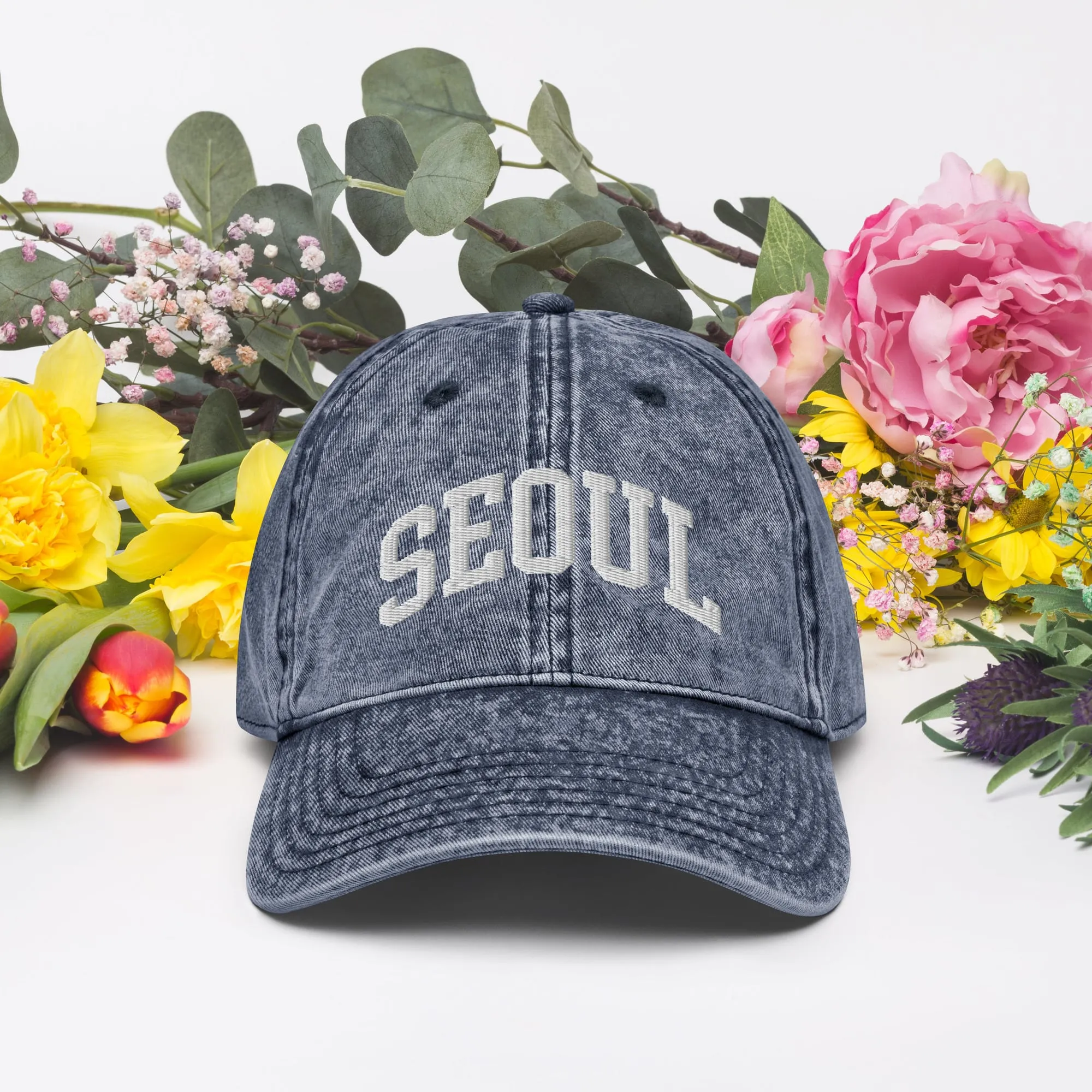 'Seoul' Cities College Arc Embroidered Vintage Hat