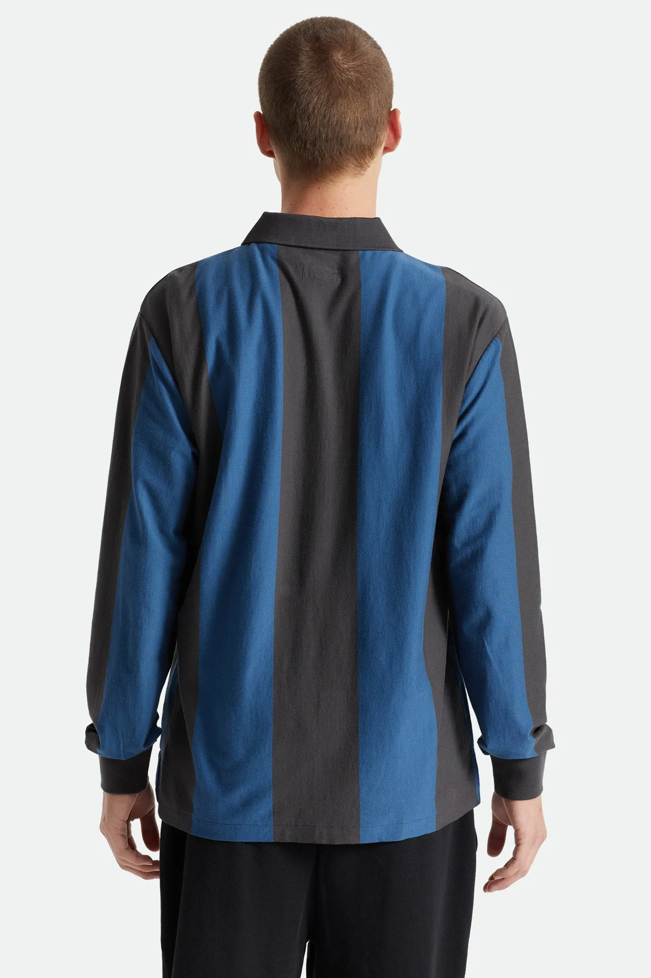 Shield Zip Rugby L/S Knit Top - Washed Black/Joe Blue