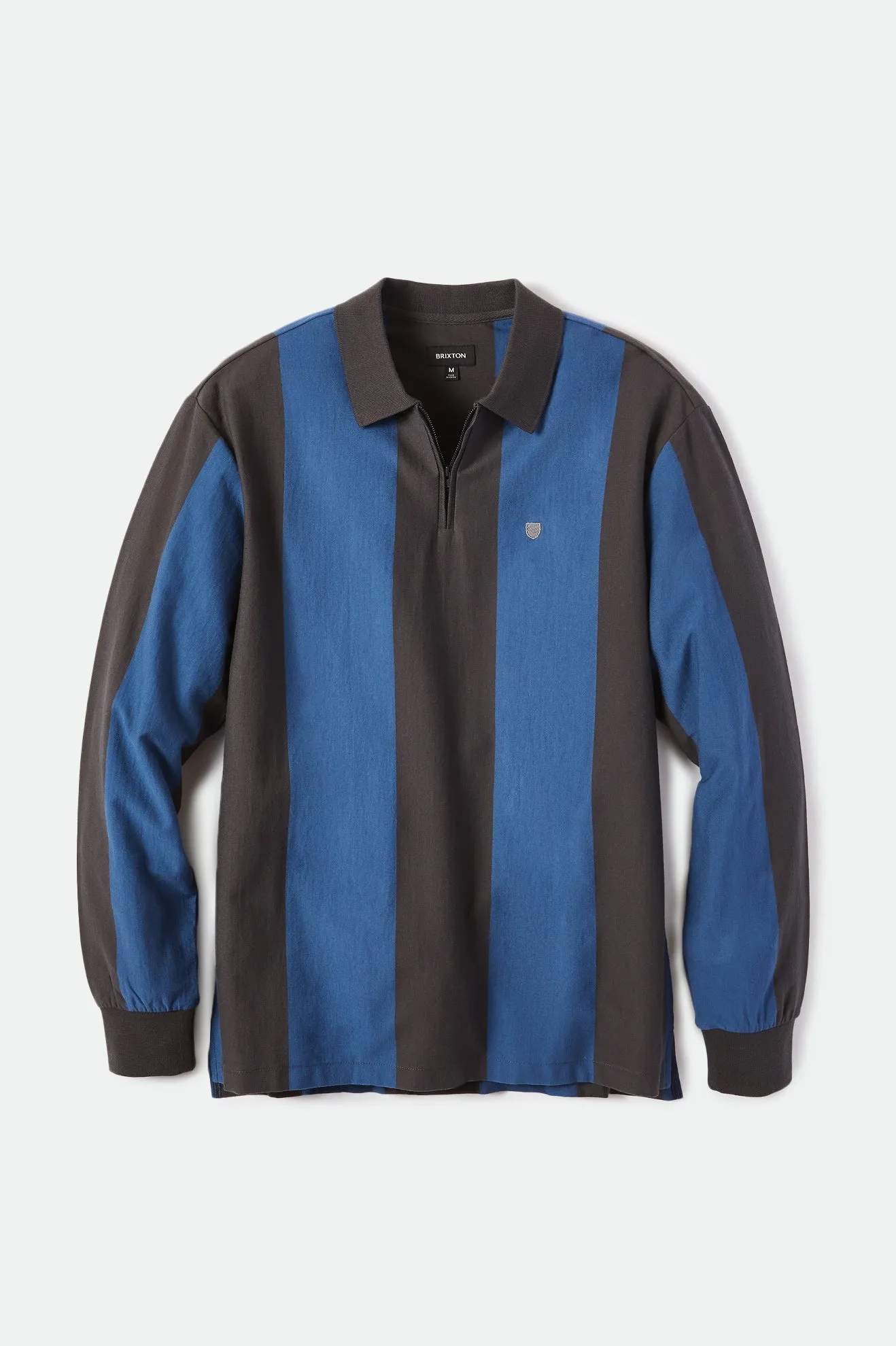 Shield Zip Rugby L/S Knit Top - Washed Black/Joe Blue